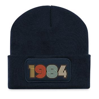 1984 rétro vintage - Beanie recyclé à patch - bleu marine - Devant