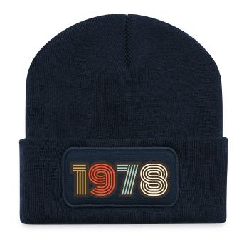 1978 rétro vintage - Beanie recyclé à patch - bleu marine - Devant