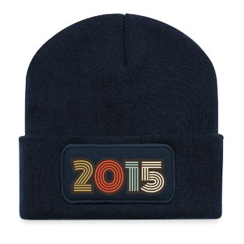 2015 Retro Jahrgang - Recycelte Patch Beanie - French Navy - Vorne