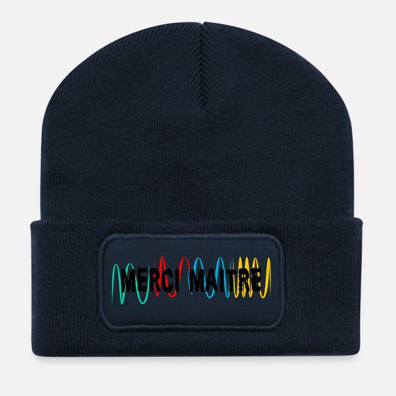MAÎTRE. MAITRE. MERCI. MERCI MAÎTRE. MAITRE - Beanie recyclé à patch - bleu marine
