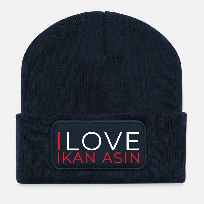 INDONET J’adore Ikan Asin - Beanie recyclé à patch - bleu marine