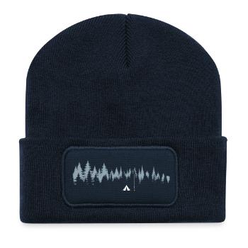 Serene Forest Silhouette Illustration - Recycled Patch Beanie - french navy - Front