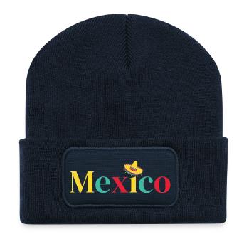 Bunte Mexiko-Typografie mit Sombrero - Recycelte Patch Beanie - French Navy - Vorne