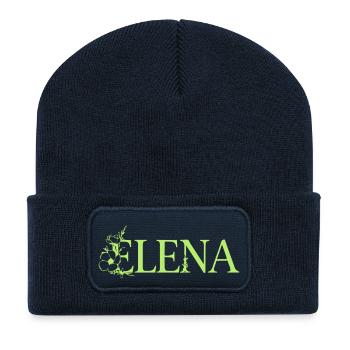 Elena | Name with Flower (Vectorgraphic) - Recycelte Patch Beanie - French Navy - Vorne