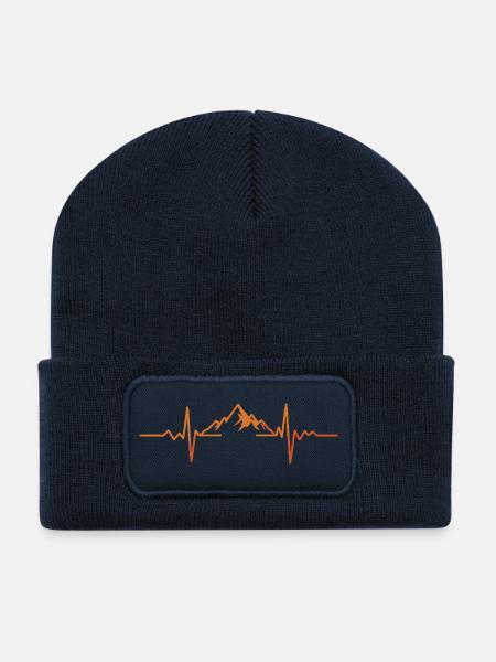Herzschlag Berge Gebirge - Recycelte Patch Beanie - French Navy