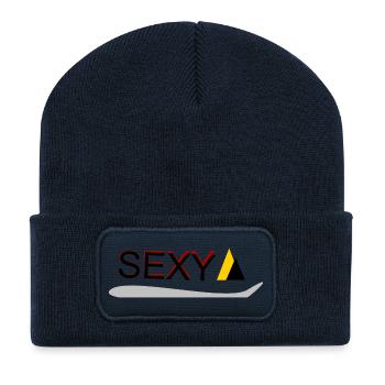Sexy Typo Yellow Accent - Recycled Patch Beanie - french navy - Front