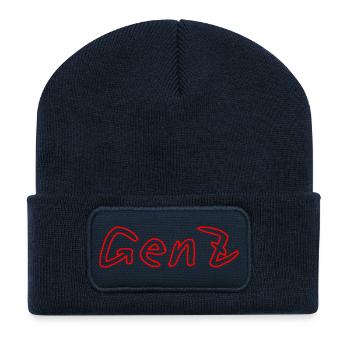 GenZ Graffiti Rot - Recycelte Patch Beanie - French Navy - Vorne