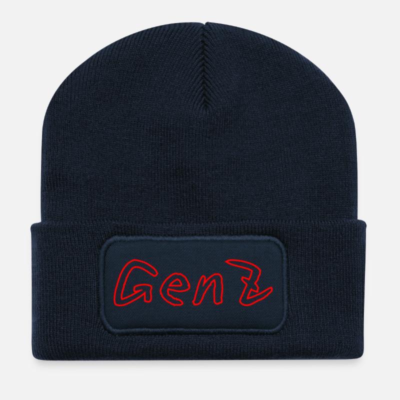 GenZ Graffiti Rot - Recycelte Patch Beanie - French Navy