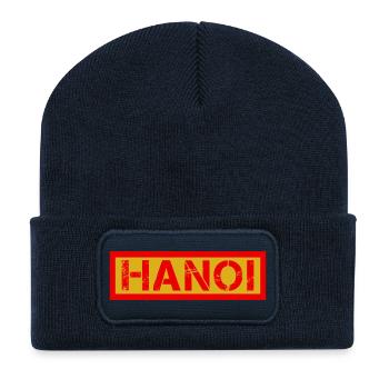 I-HANOI Verwittertes Logo - Recycelte Patch Beanie - French Navy - Vorne