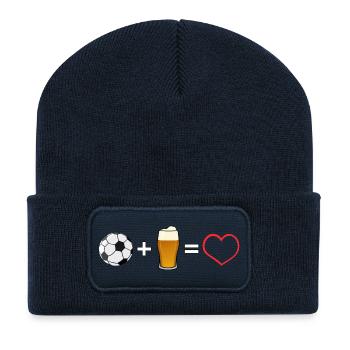 Football plus bière, c’est amour - Beanie recyclé à patch - bleu marine - Devant