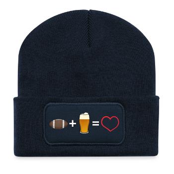 American Football Beer Heart - Recycled Patch Beanie - french navy - Front