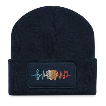 Accordion heartbeat accordionist musician - Recycled Patch Beanie - french navy - Front