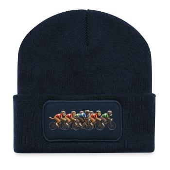 Fahrrad Rennrad Radfahrer Bikesport Mountainbike - Recycelte Patch Beanie - French Navy - Vorne