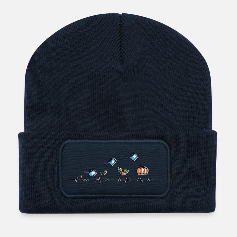 Man erntet, was man sät - Garten Doodle Kürbisse - Recycelte Patch Beanie - French Navy