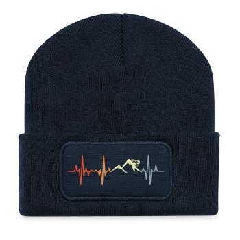 Look vintage de la ligne Heart Biker - Beanie recyclé à patch - bleu marine - Devant