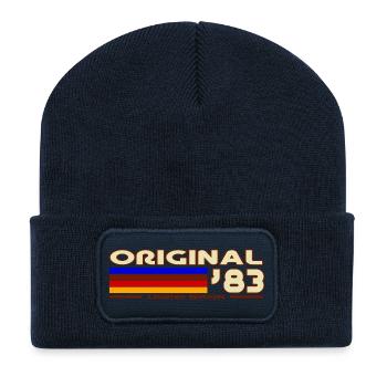 Original 83 Vintage Rainbow Stripes - Recycled Patch Beanie - french navy - Front