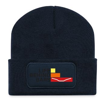 LA VIE DERRIÈRE LES BARREAUX La vie derrière les haltères - Beanie recyclé à patch - bleu marine - Devant