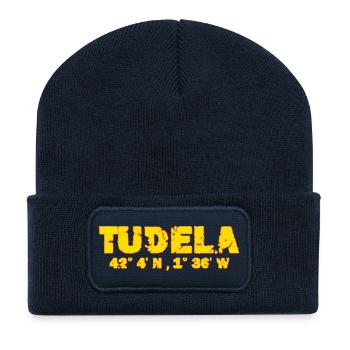 Coordonnées de Tudela Espagne - Beanie recyclé à patch - bleu marine - Devant