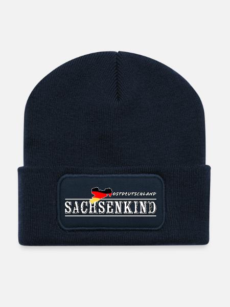 Sachsenkind Ostdeutschland Shirt - Recycelte Patch Beanie - French Navy