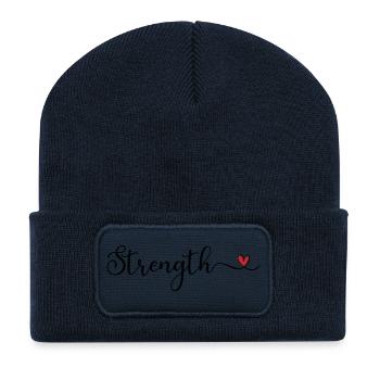 Kraft-Herz-Typografie - Recycelte Patch Beanie - French Navy - Vorne