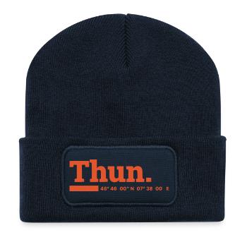 Thun Koordinaten - Recycelte Patch Beanie - French Navy - Vorne