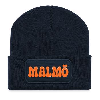 Malmö Neon Orange Retro - Recycelte Patch Beanie - French Navy - Vorne