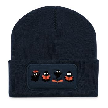 Unheimliche Buchclub-Geister lesen Bücher - Recycelte Patch Beanie - French Navy - Vorne