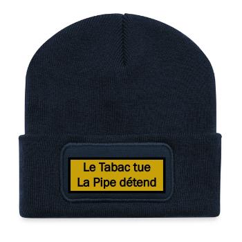 La Pipe détend - Beanie recyclé à patch - bleu marine - Devant