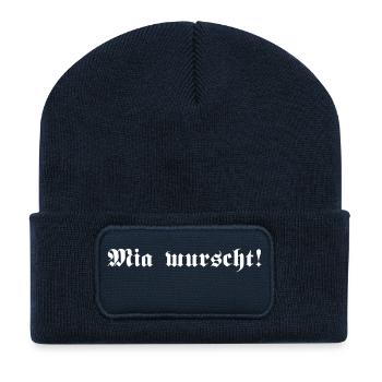 Mia wurscht, 1fb - Recycelte Patch Beanie - French Navy - Vorne