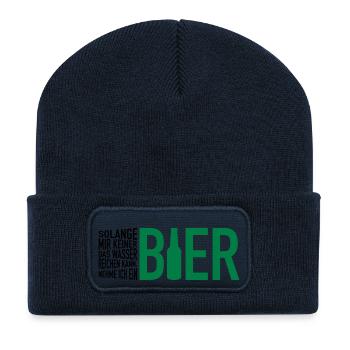 Wasser reichen. Bier - Recycelte Patch Beanie - French Navy - Vorne