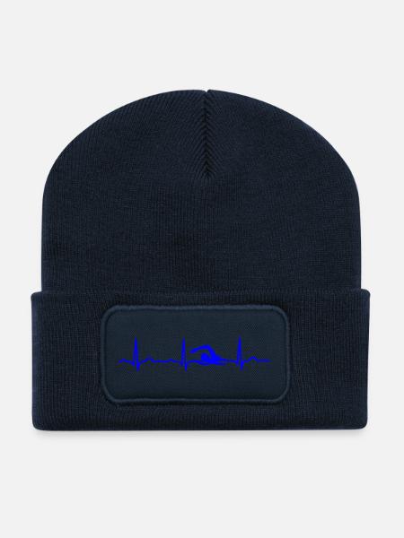 ECG HEARTBEAT SWIMMER Blue - Recycled Patch Beanie - french navy