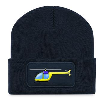 Hubschrauber gelb - Recycelte Patch Beanie - French Navy - Vorne