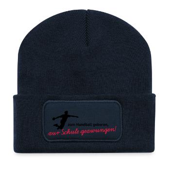 Zum Handball geboren, zur Schule gezwungen! Jungen - Recycelte Patch Beanie - French Navy - Vorne