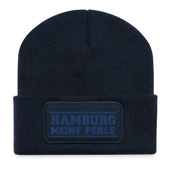 Hamburg meine Stadt Geschenk "ausgewaschen" - Recycelte Patch Beanie - French Navy - Vorne