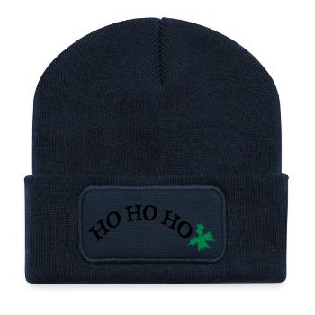 HO HO HO X-MAS cloche - Beanie recyclé à patch - bleu marine - Devant