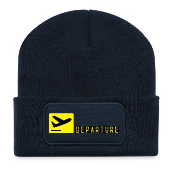 Avion qui décolle - Beanie recyclé à patch - bleu marine - Devant