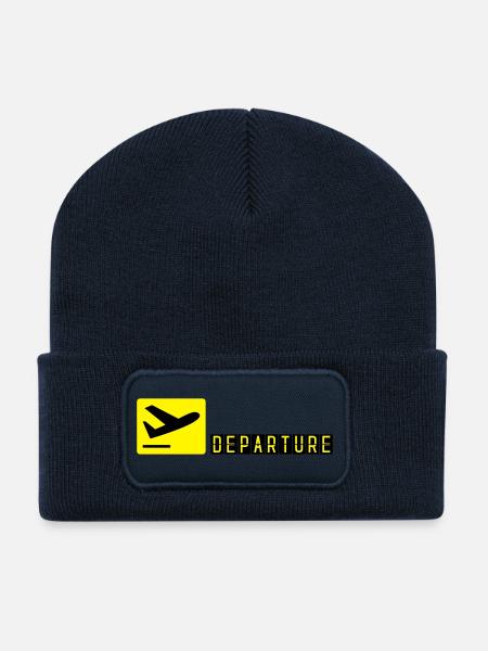 Avion qui décolle - Beanie recyclé à patch - bleu marine
