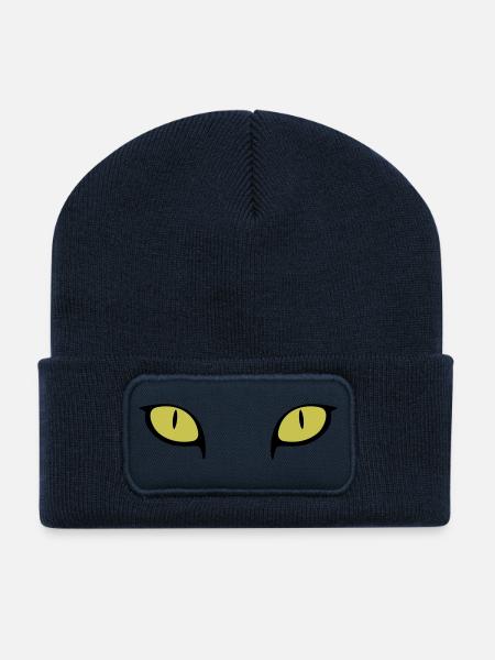 Yeux de chat - Beanie recyclé à patch - bleu marine