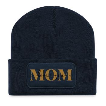 Love you Mom Declaration of Love Mother Love Mom - Recycled Patch Beanie - french navy - Front