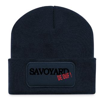 Savoyard de ouf (noir) - Beanie recyclé à patch - bleu marine - Devant