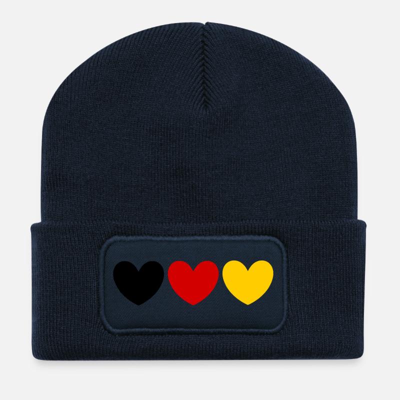 Deutschland Farben Herz Fanshirt - Recycelte Patch Beanie - French Navy
