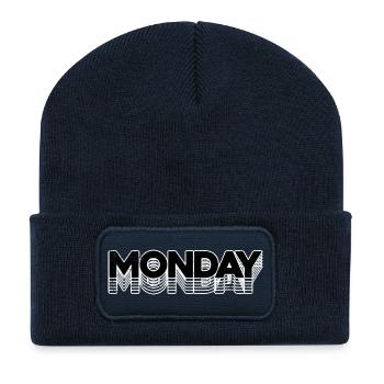 Montag Echo Neon Typografie - Recycelte Patch Beanie - French Navy - Vorne