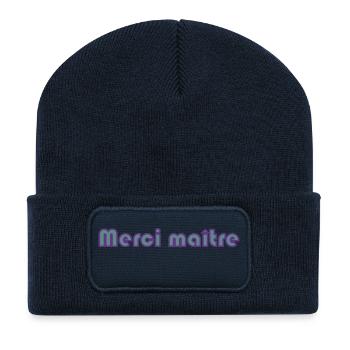 MAÎTRE. MERCI. MERCI MAÎTRE. MAITRE. CADEAU MAÎTRE - Beanie recyclé à patch - bleu marine - Devant