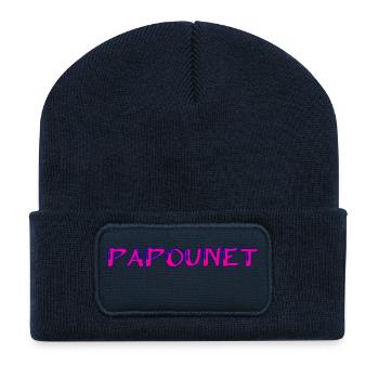 PAPOUNET. PAPA. FÊTE DES PÈRES. BONNE FÊTE PAPA - Beanie recyclé à patch - bleu marine - Devant