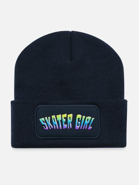 Skater Girl Design - Recycled Patch Beanie - french navy