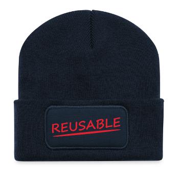 RÉUTILISABLE - Beanie recyclé à patch - bleu marine - Devant