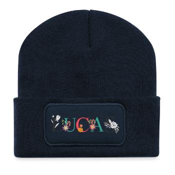 LUCAS Namenskunst mit gestickten Blumen - Recycelte Patch Beanie - French Navy - Vorne