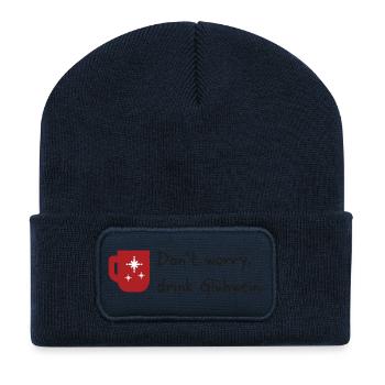 Don t worry drink Glüwein - Recycelte Patch Beanie - French Navy - Vorne