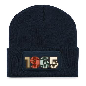 1965 rétro vintage - Beanie recyclé à patch - bleu marine - Devant
