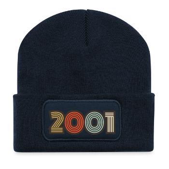 2001 rétro vintage - Beanie recyclé à patch - bleu marine - Devant